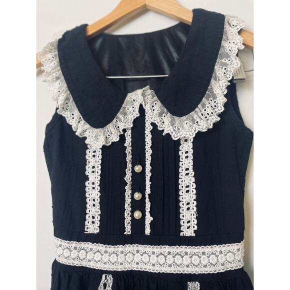 Women's Sleeveless Dress Lolita School Grl Gothic Wednesday Addams Size Small - Picture 3 of 12